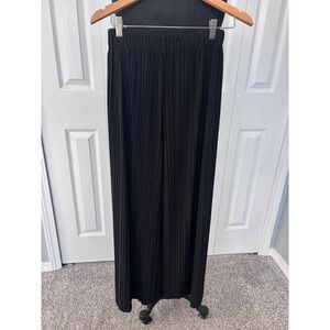 Magic‎ Pantz Black Pleated Wide Leg Palazzo Pants One Size Fits Most